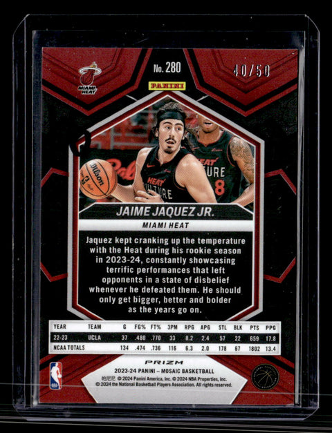2023-24 Panini Mosaic Jaime Jaquez Jr. Purple Disco