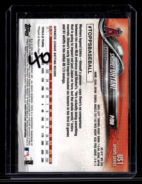 2018 Topps Update Series #US1 Shohei Ohtani