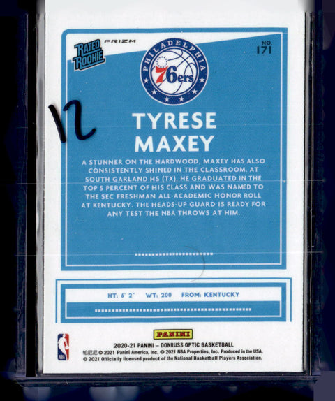 2020-21 Donruss Optic #171 Tyrese Maxey Silver