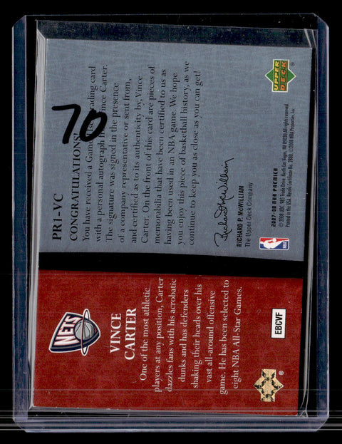 2007-08 Upper Deck Premier Vince Carter Premier Remnants 3 /50