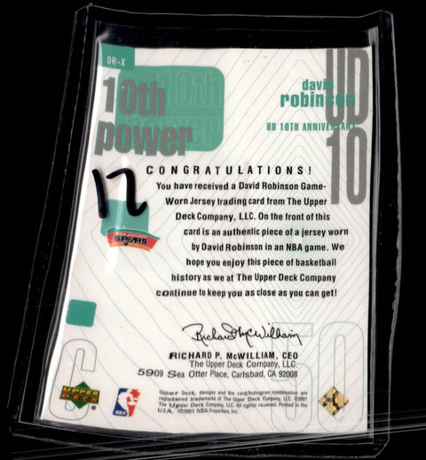 2001 Upper Deck David Robinson 10th Power Game Jersey
