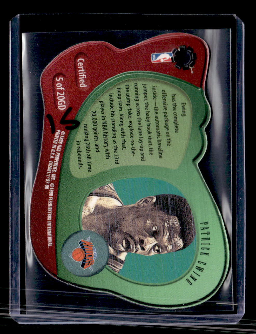1998 Skybox E-X2001  Patrick Ewing Gravity Denied