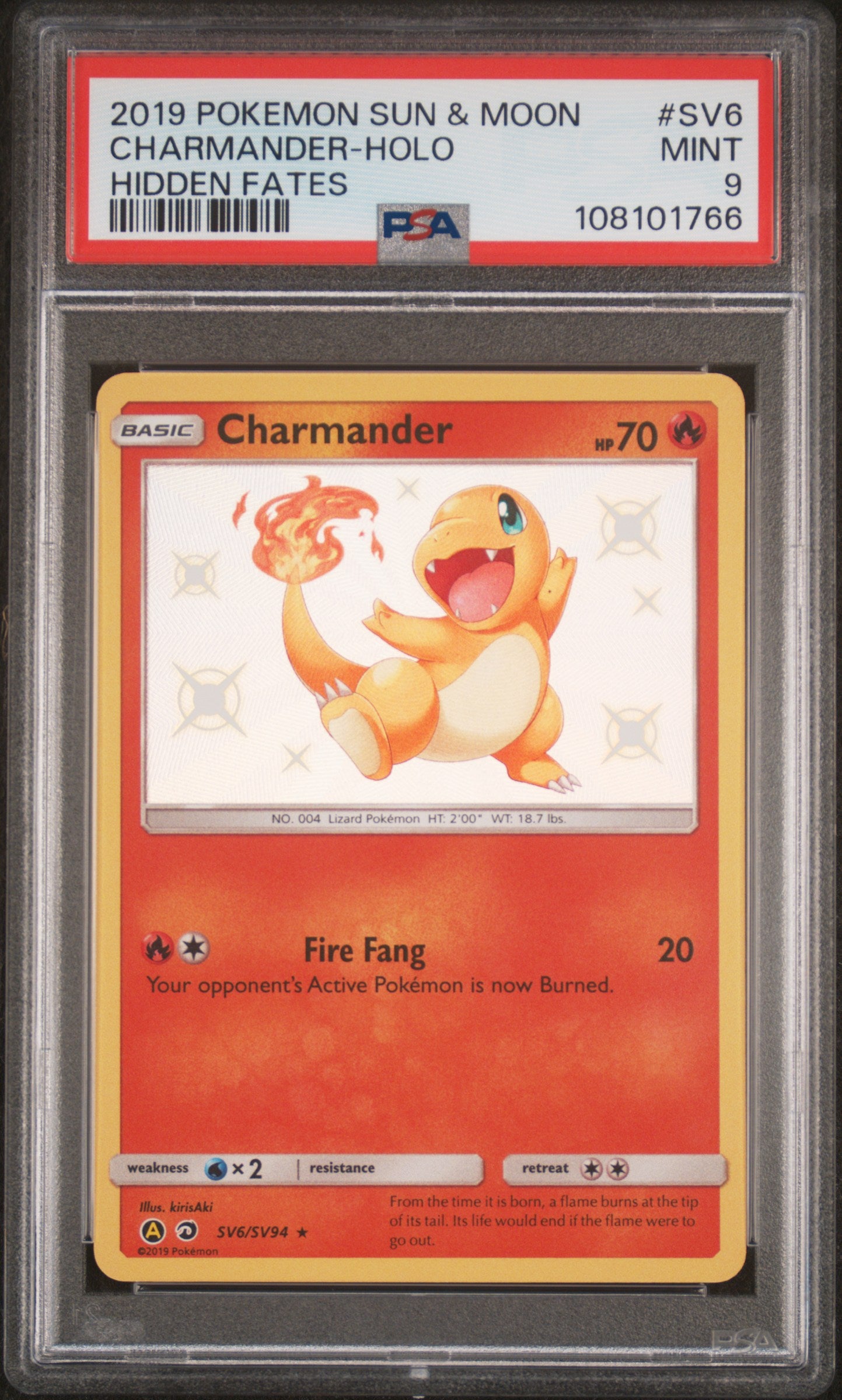 2019 Pokemon Sun & Moon Hidden Fates #SV6 Charmander-Holo Hidden Fates PSA 9