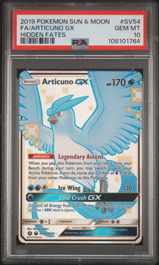2019 Pokemon Sun & Moon Hidden Fates #SV54 Fa/Articuno Gx Hidden Fates PSA 10