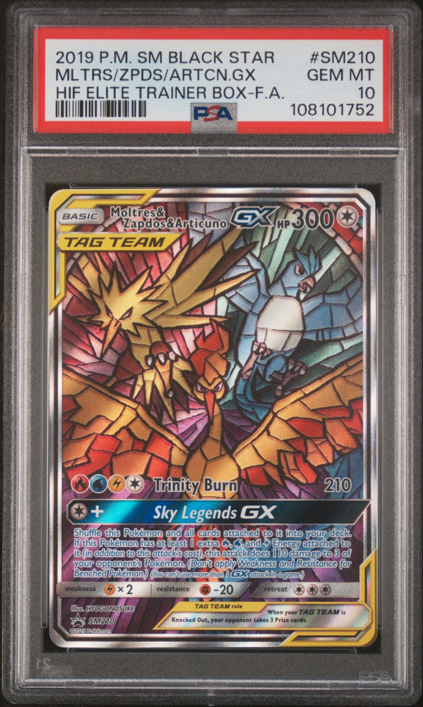 2019 Pokemon Sm Black Star Promo #SM210 Moltres/Zapdos/Articuno Gx PSA 10