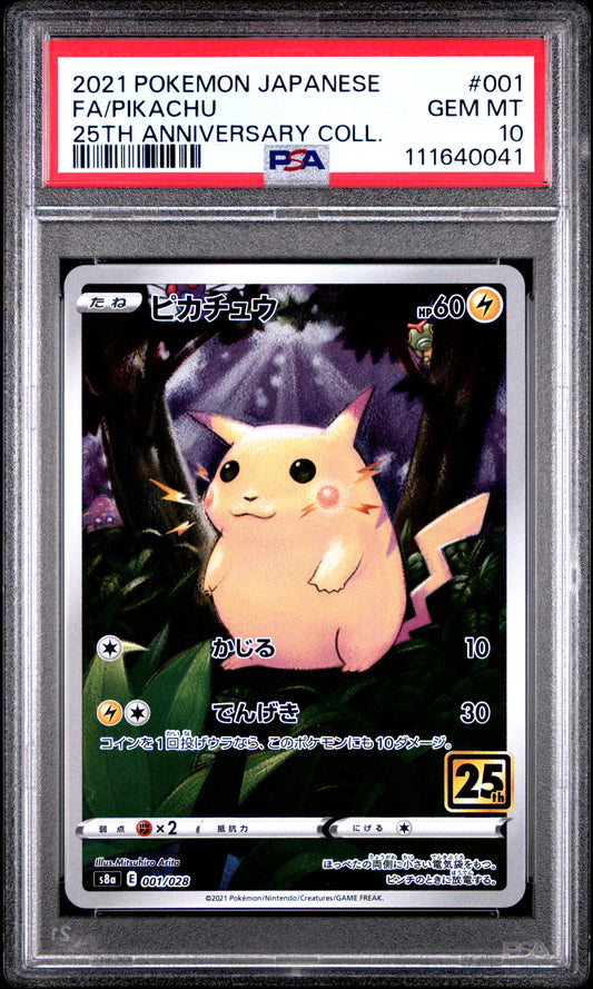 2021 Pokemon Japanese 25th Anniversary Collection #001 Fa/Pikachu PSA 10