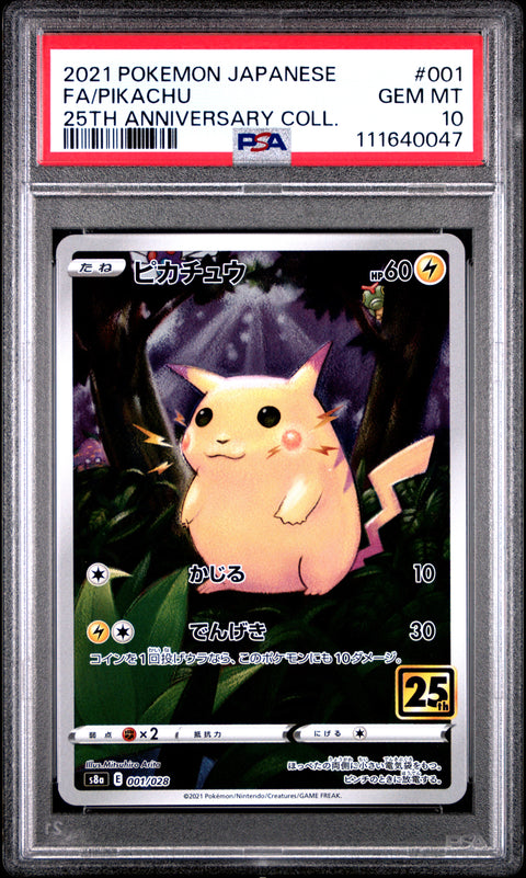 2021 Pokemon Japanese 25th Anniversary Collection #001 Fa/Pikachu PSA 10