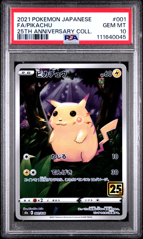2021 Pokemon Japanese 25th Anniversary Collection #001 Fa/Pikachu PSA 10