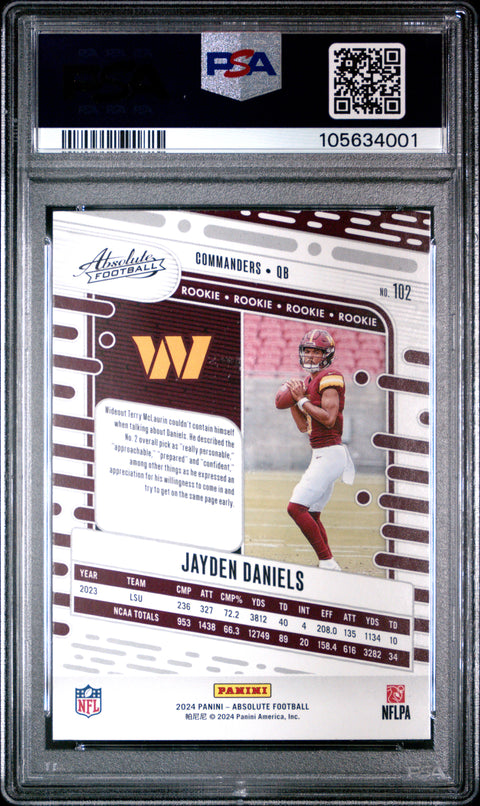 2024 Panini Absolute #102 Jayden Daniels PSA 10