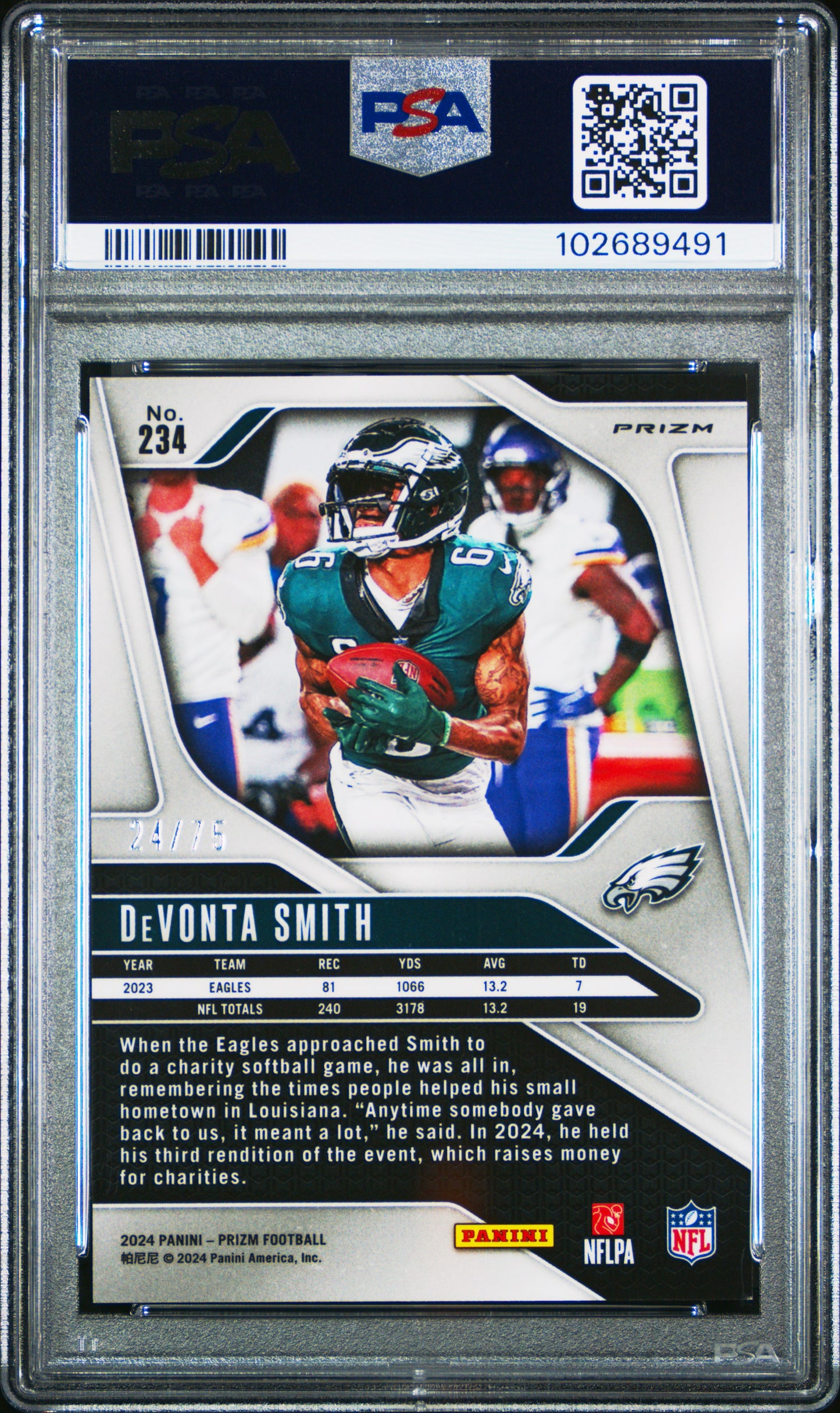 2024 Panini Prizm #234 Devonta Smith Green Scope PSA 9