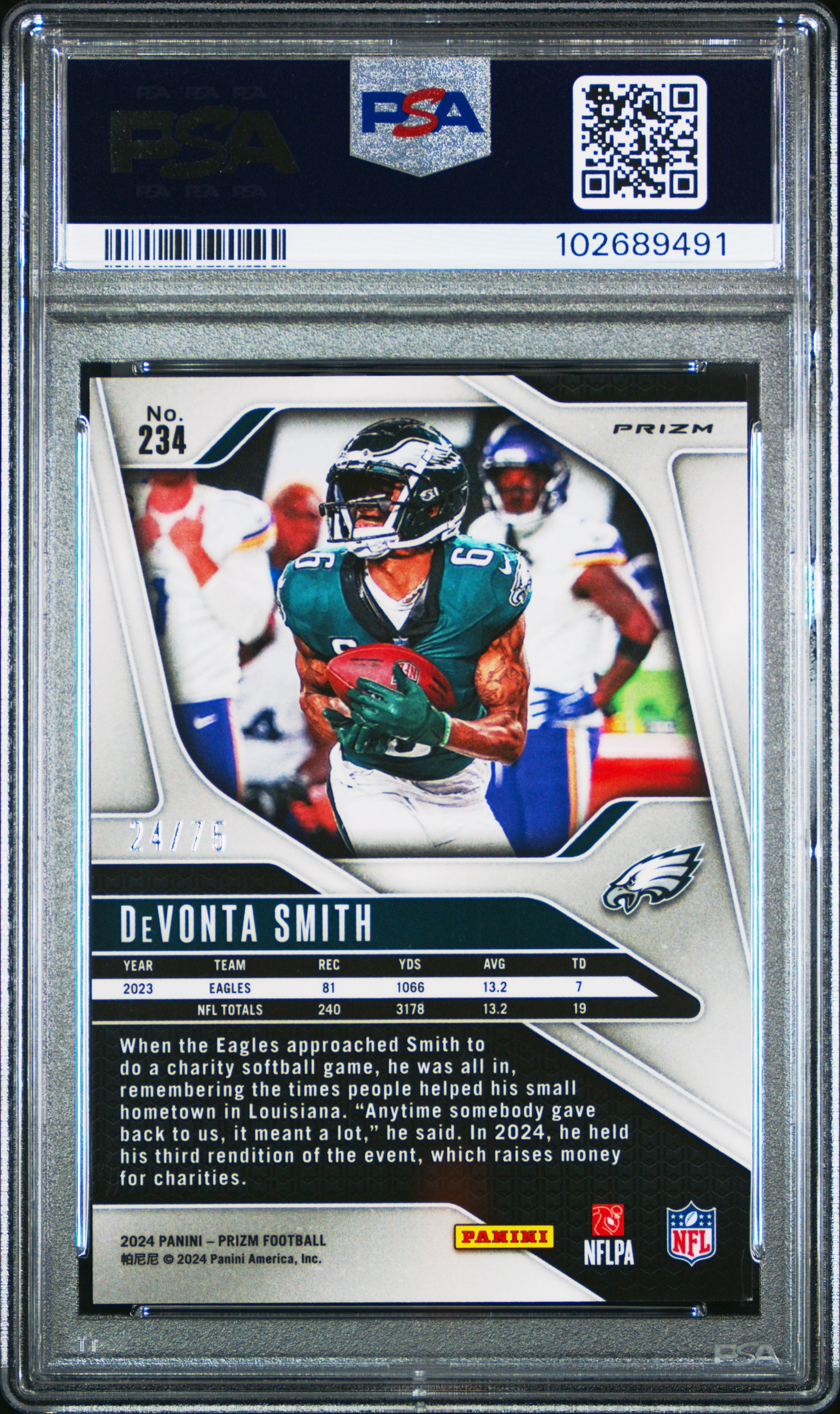 2024 Panini Prizm #234 Devonta Smith Green Scope PSA 9
