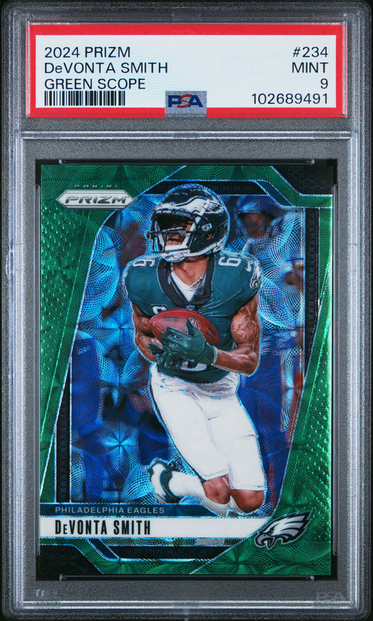 2024 Panini Prizm #234 Devonta Smith Green Scope PSA 9