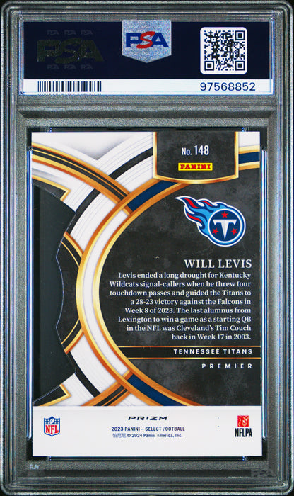 2023 Panini Select #148 Will Levis Die-Cut Zebra Prizm PSA 9