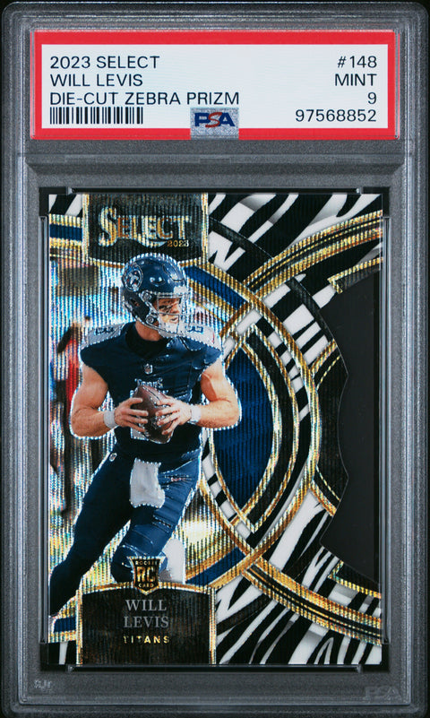 2023 Panini Select #148 Will Levis Die-Cut Zebra Prizm PSA 9