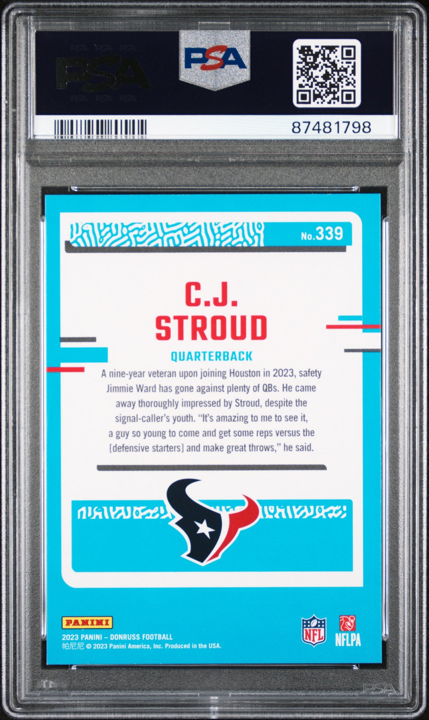 2023 Panini Donruss #339 Cj Stroud PSA 10