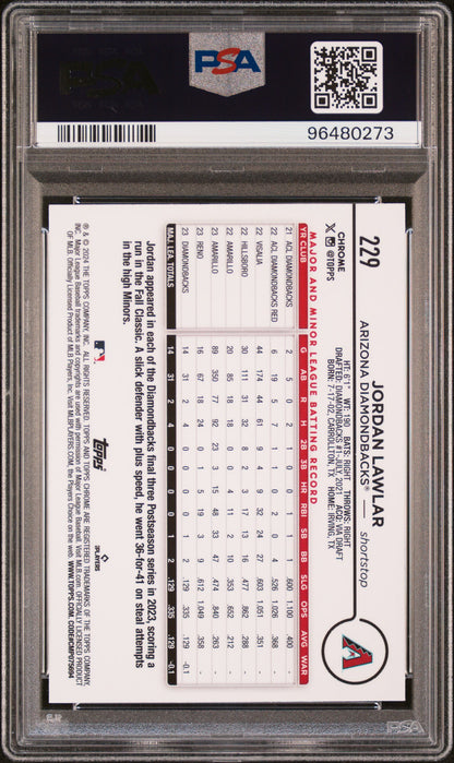 2024 Topps Chrome #229 Jordan Lawlar Prism Refractor PSA 10