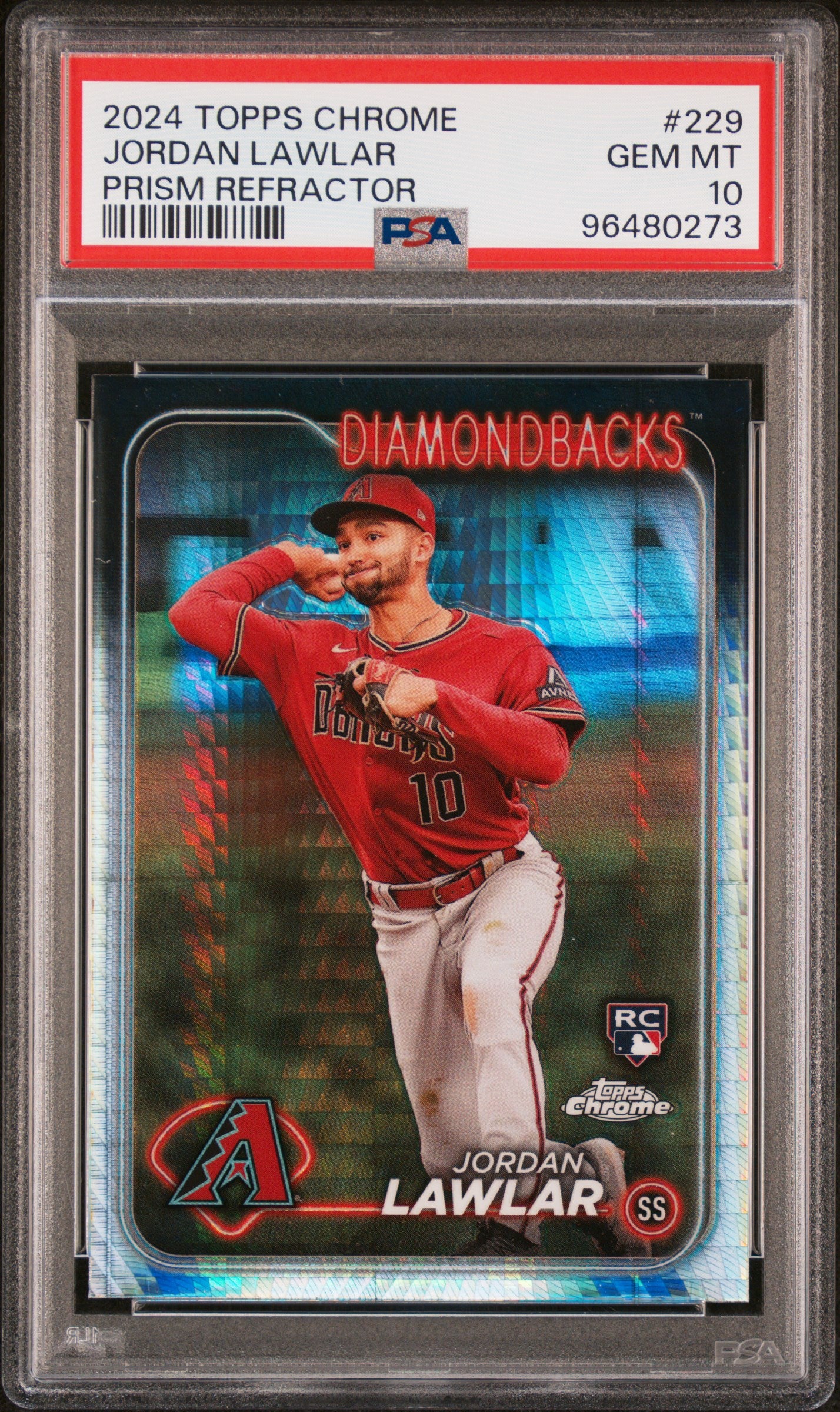 2024 Topps Chrome #229 Jordan Lawlar Prism Refractor PSA 10