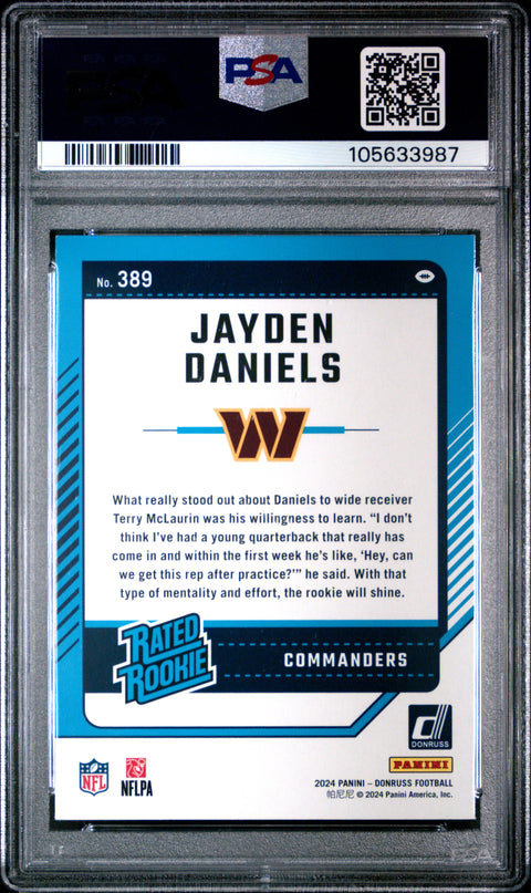 2024 Panini Donruss #389 Jayden Daniels PSA 10