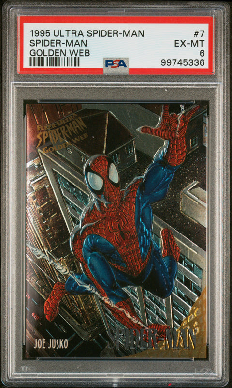 1995 Ultra Spider-Man Golden Web #7 Spider-Man Golden Web PSA 6