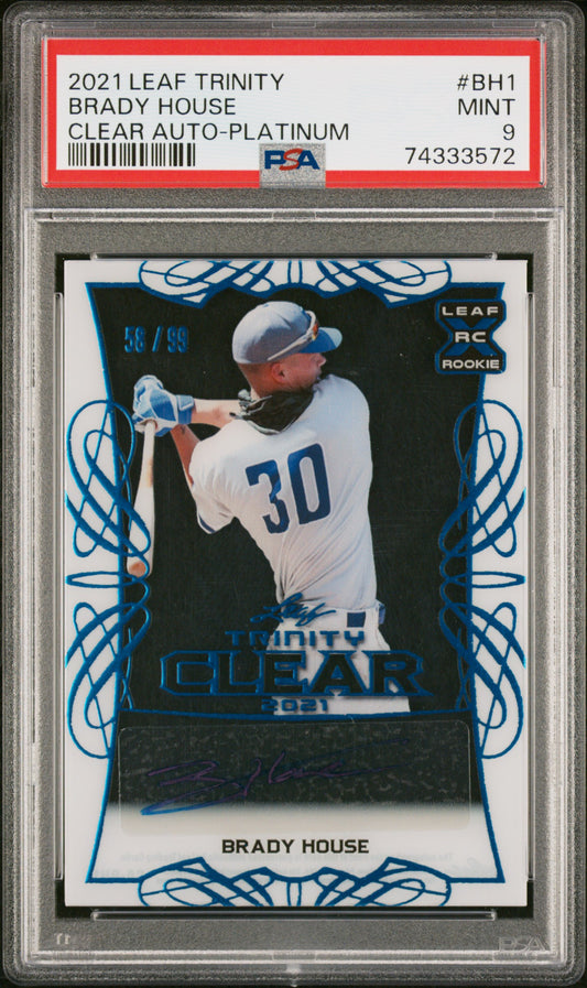 2021 Leaf Trinity Clear Autograph #BH1 Brady House Clear Auto-Platinum PSA 9