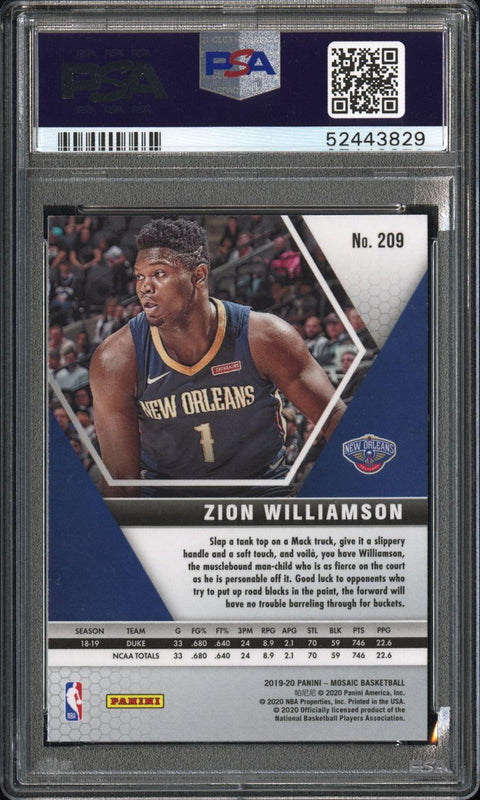 2019 Panini Mosaic #209 Zion Williamson PSA 10