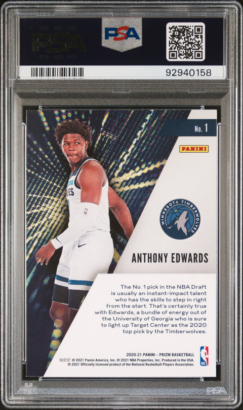 2020 Panini Prizm Instant Impact #1 Anthony Edwards Instant Impact PSA 10