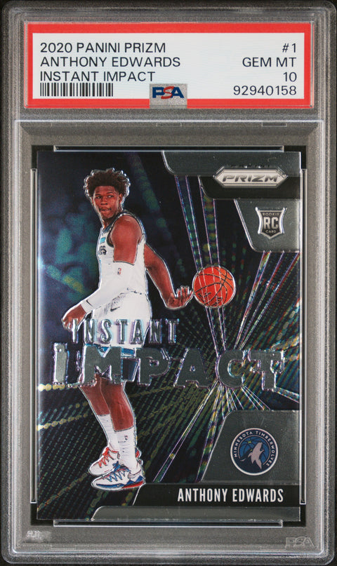 2020 Panini Prizm Instant Impact #1 Anthony Edwards Instant Impact PSA 10