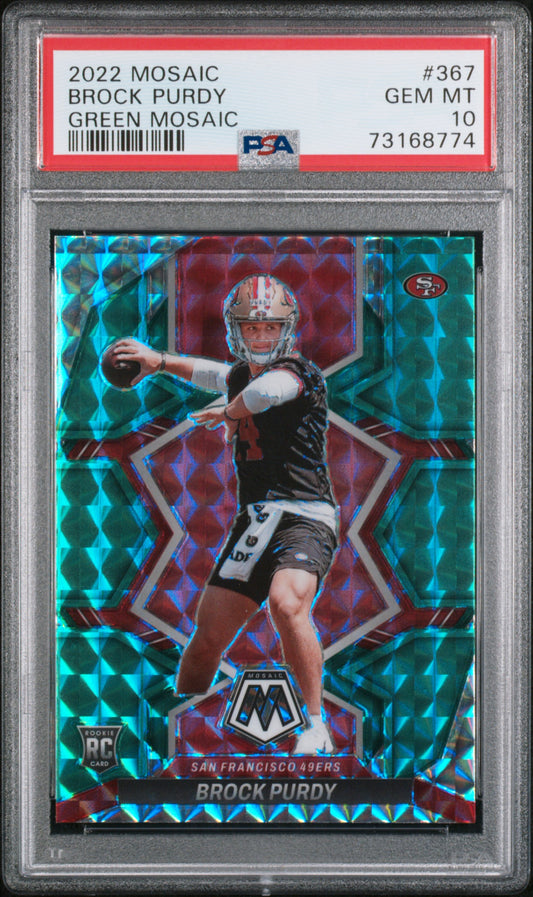 2022 Panini Mosaic #367 Brock Purdy Green Mosaic PSA 10