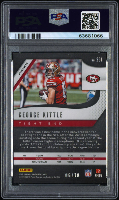 2019 Panini Prizm #251 George Kittle Blue Shimmer PSA 9