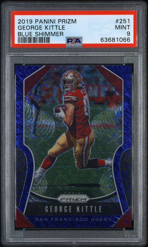 2019 Panini Prizm #251 George Kittle Blue Shimmer PSA 9