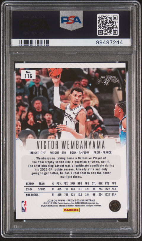 2023 Panini Prizm Deca #116 Victor Wembanyama PSA 10