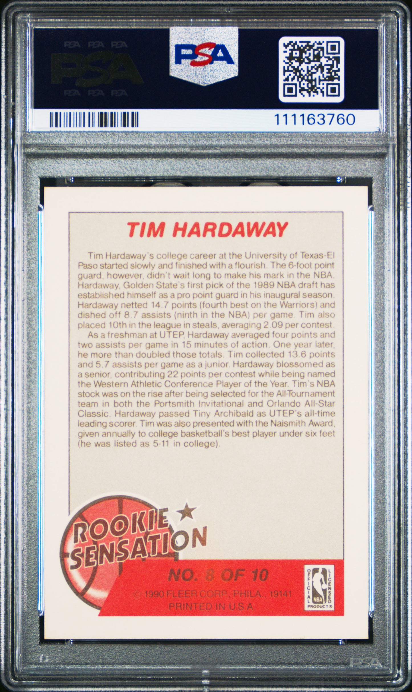 1990 Fleer Rookie Sensations #8 Tim Hardaway Rookie Sensations PSA 9