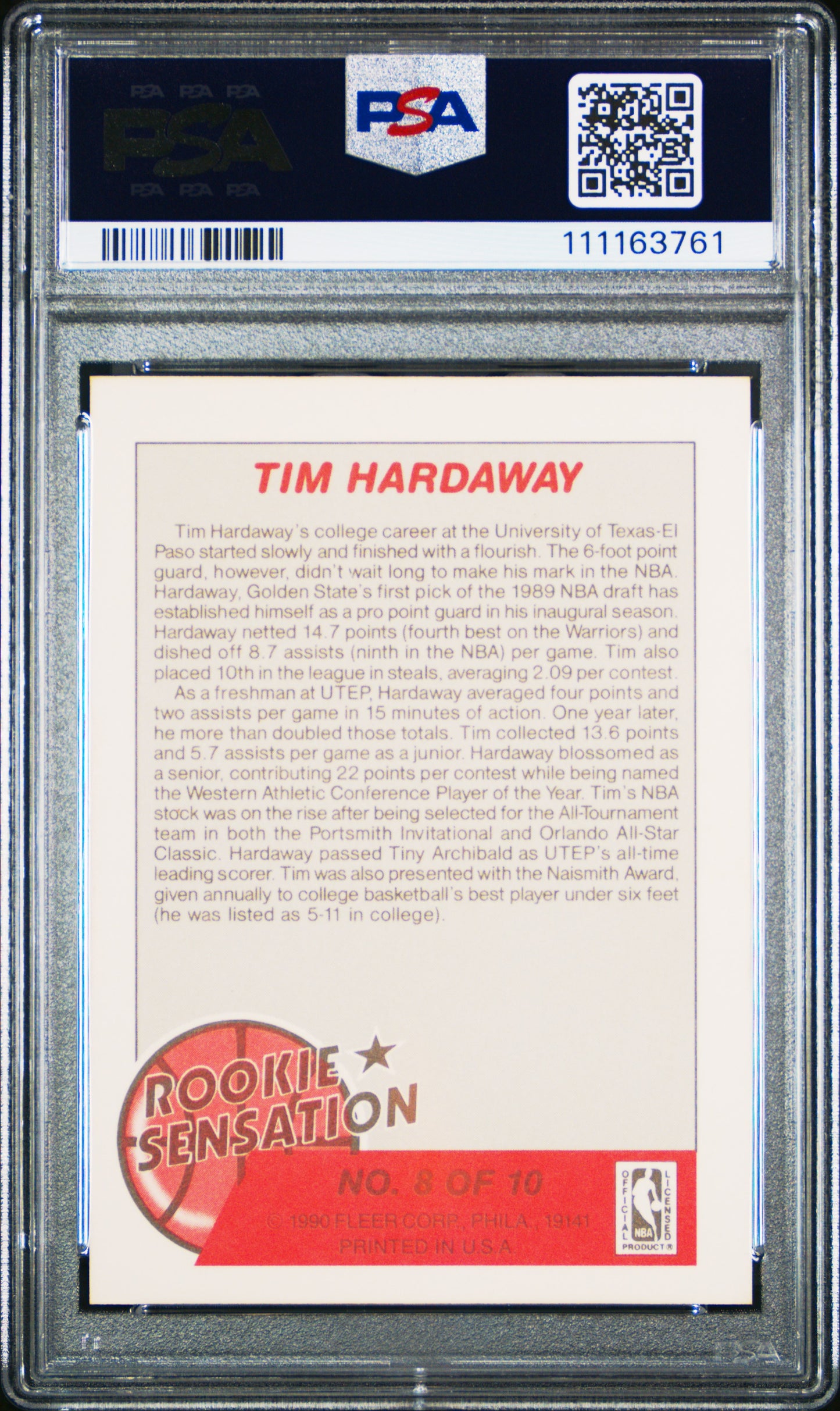 1990 Fleer Rookie Sensations #8 Tim Hardaway Rookie Sensations PSA 9