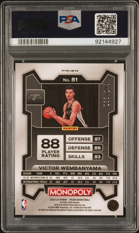 2023 Panini Prizm Monopoly #81 Victor Wembanyama Brown PSA 8