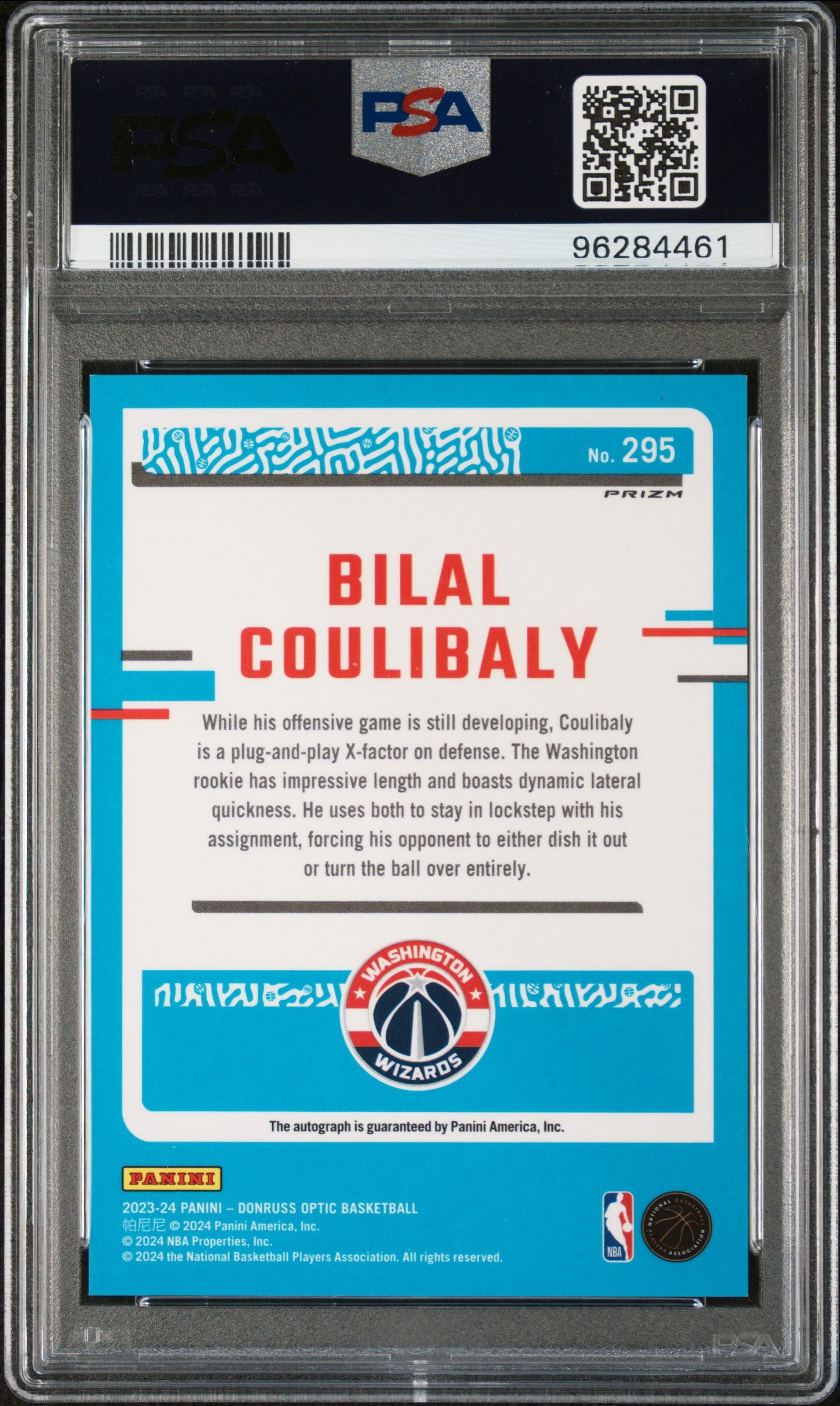 2023 Panini Donruss Optic #295 Bilal Coulibaly Signature-Fast Break PSA 10