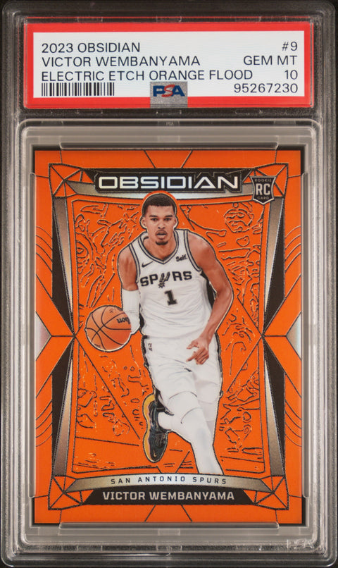 2023 Panini Obsidian #9 Victor Wembanyama Electric Etch Orange Flood PSA 10
