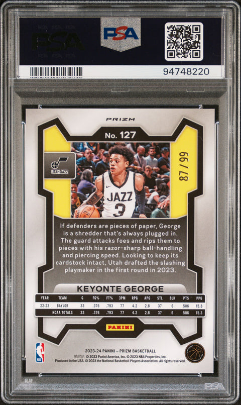 2023 Panini Prizm #127 Keyonte George Purple Prizm PSA 9