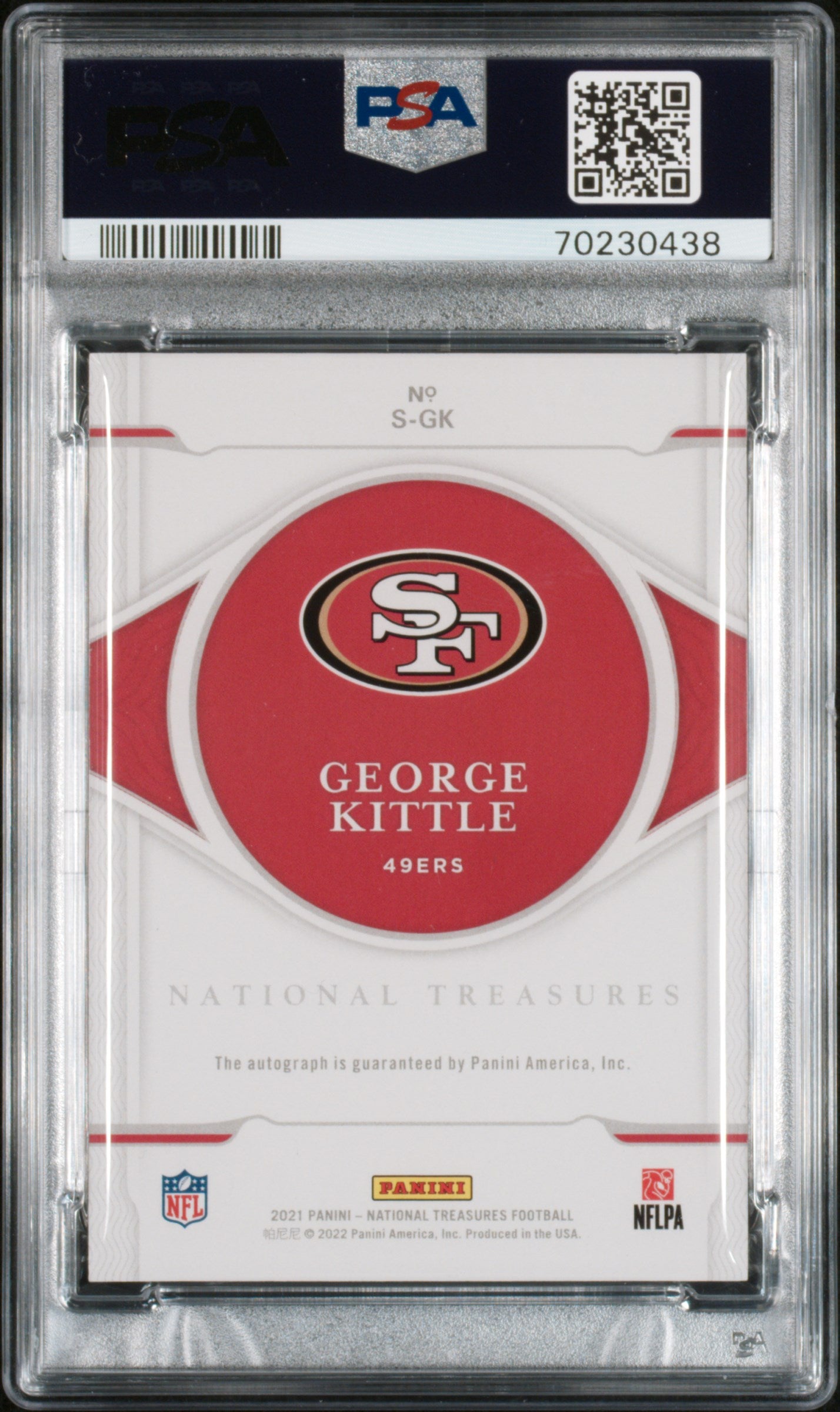 2021 Panini National Treasures #SGK George Kittle Signature-Holo Silver PSA 9