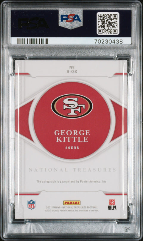 2021 Panini National Treasures #SGK George Kittle Signature-Holo Silver PSA 9