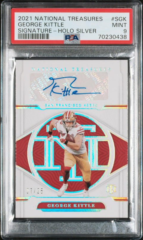 2021 Panini National Treasures #SGK George Kittle Signature-Holo Silver PSA 9