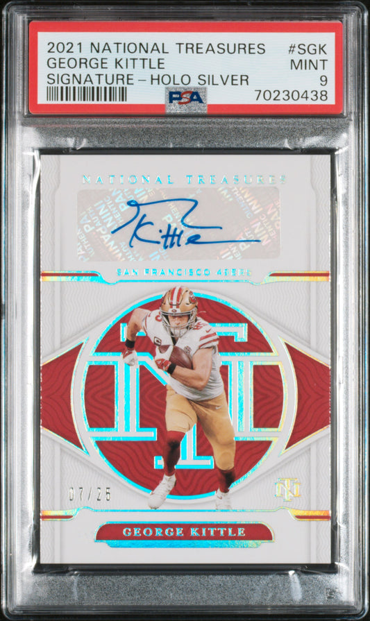 2021 Panini National Treasures #SGK George Kittle Signature-Holo Silver PSA 9