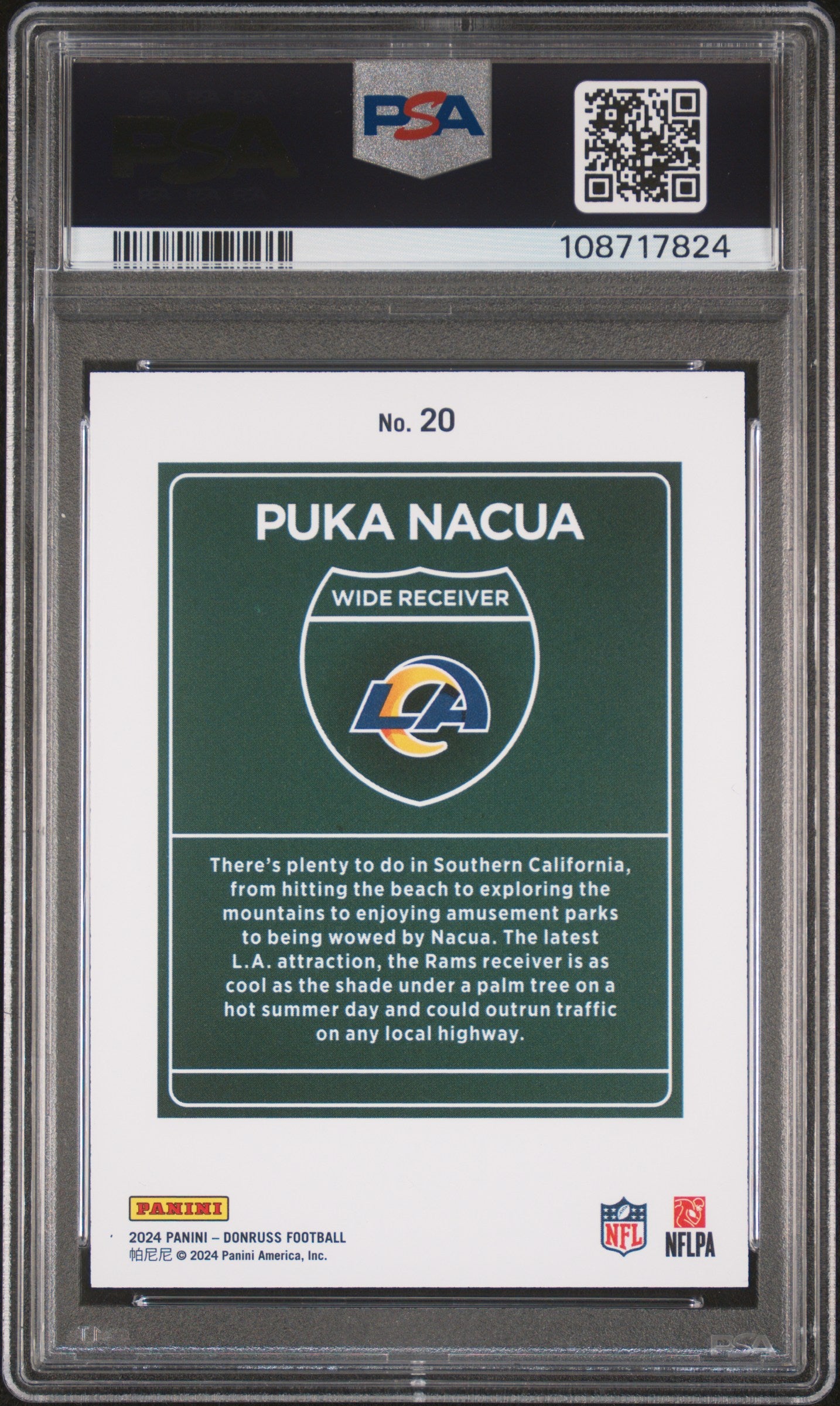 2024 Panini Donruss Downtown! #20 Puka Nacua PSA 9