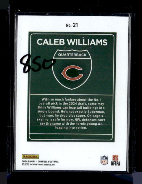 2024 Donruss #21 Caleb Williams Downtown
