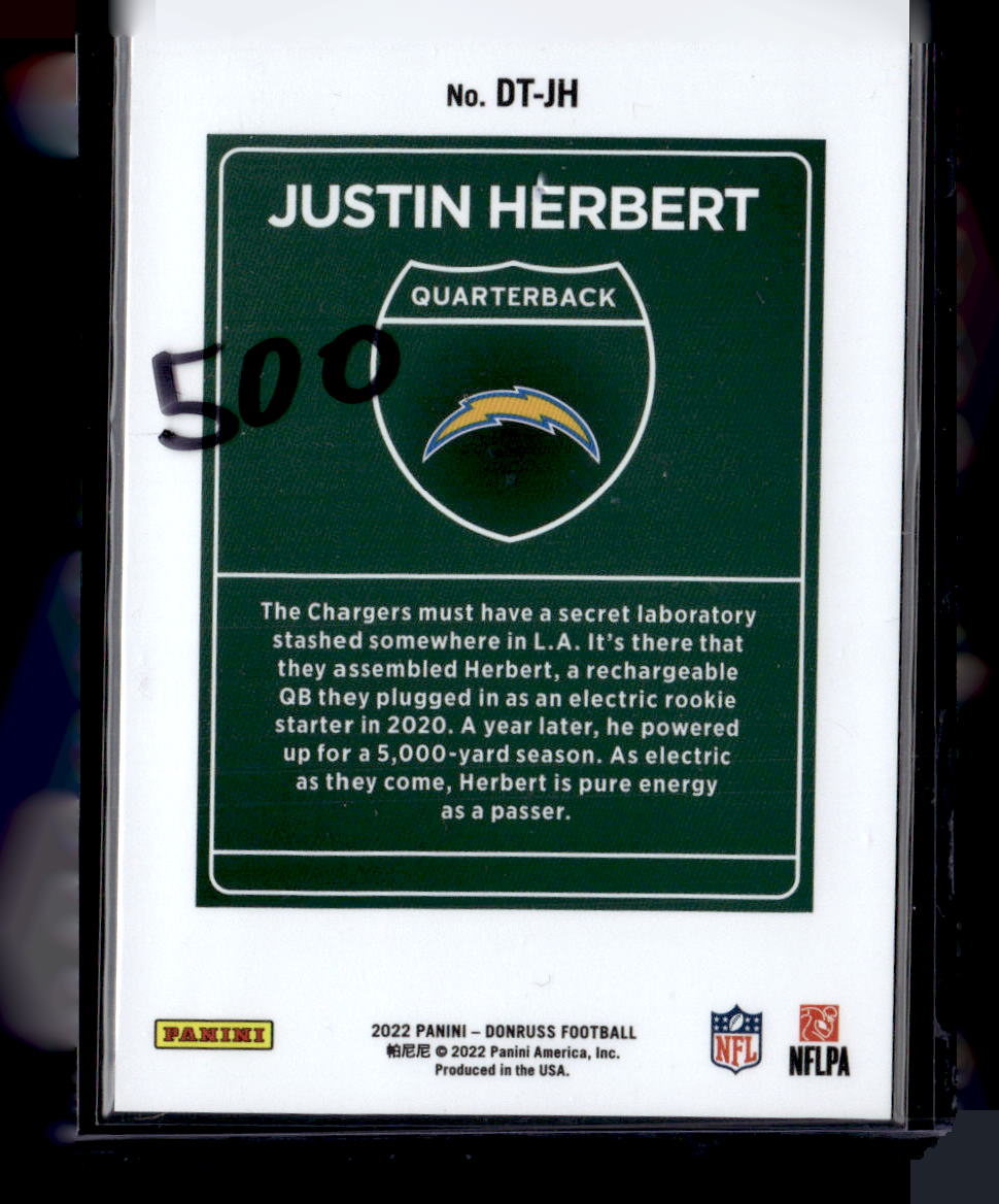 2022 Donruss #DT-JH Justin Herbert Downtown