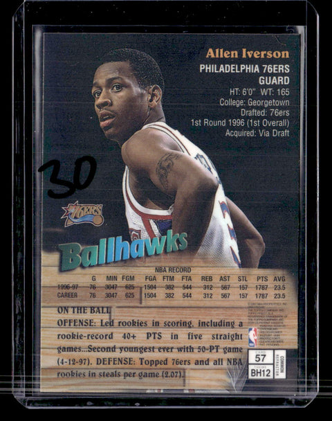1996-97 Topps Finest #57 Allen Iverson Ballhawks Refractor
