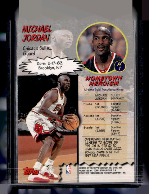 1996-97 Topps Stadium Club #H1 Michael Jordan Hardcourt Heroics