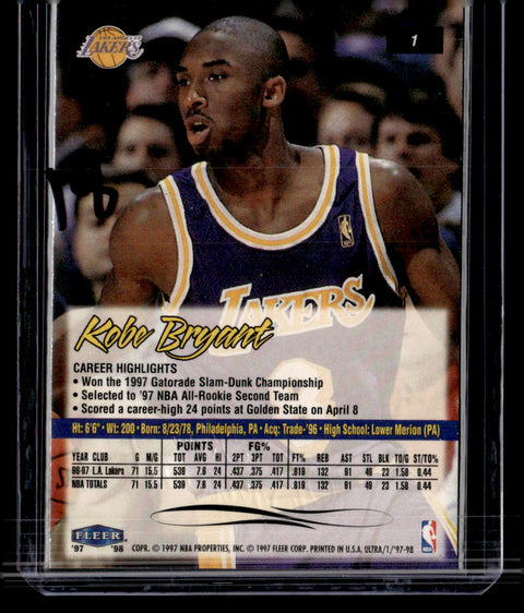 1997-98 Ultra #1 Kobe Bryant