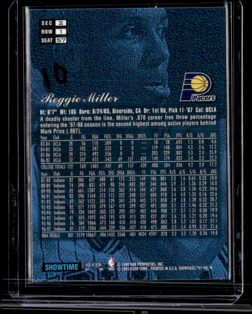 1997-98 Flair Showcase #57 Reggie Miller Flair Showcase Row 1