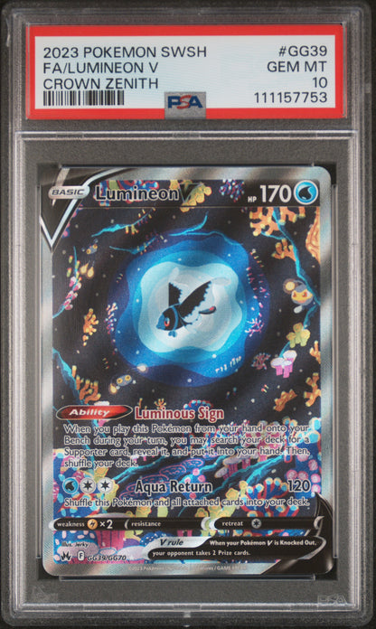 2023 Pokemon Sword And Shield Crown Zenith #GG39 Fa/Lumineon V PSA 10