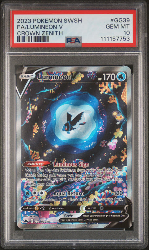 2023 Pokemon Sword And Shield Crown Zenith #GG39 Fa/Lumineon V PSA 10